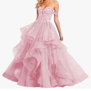 Elegant Pink Off-Shoulder Gown